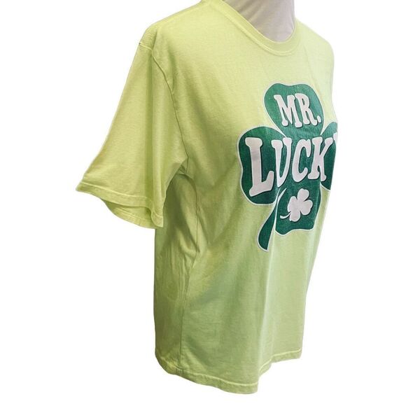 Shamrock Mr. Lucky Bright Yellow/Green Graphic T-Shirt Size XX-Large(18 Youth) - Picture 4 of 7